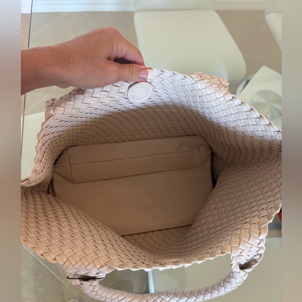 Elegant Cream Woven Tote Bag Vegan